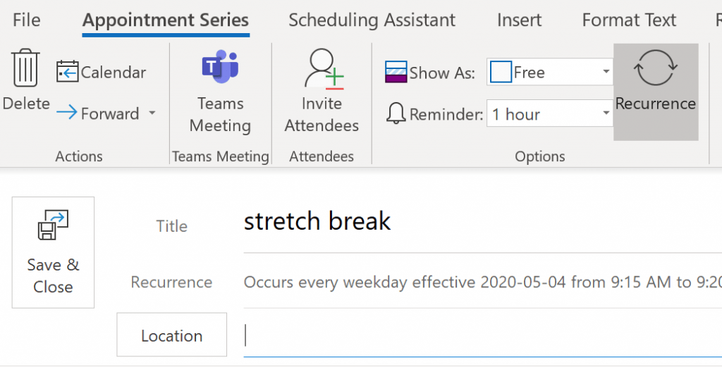How to set up an hourly stretch reminder