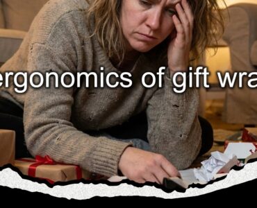 image generated by OpenArtAI showing a woman who is tired of wrapping gifts